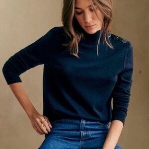 Sézane Jacob Jumper Women Sweater S Navy Blue Merino Wool Quiet Luxury